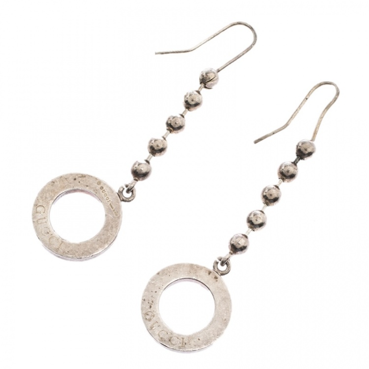 مملوكة مسبقًا Gucci Bead Silver Drop Hook Earrings