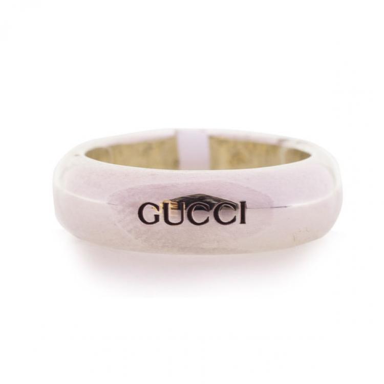 Pre Owned Gucci Silver Band Ring Size 53 