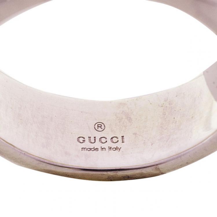 Pre Owned Gucci Silver Band Ring Size 53 