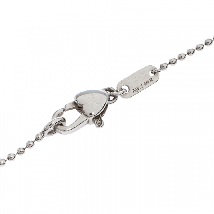 Pre Owned Gucci Heart Boule Silver Station Necklace