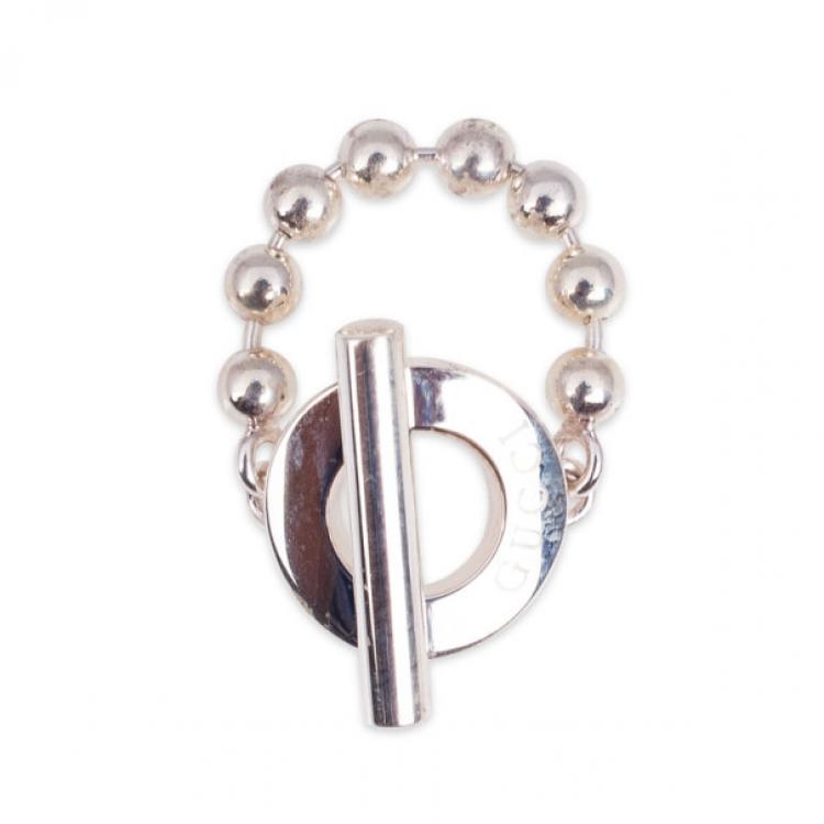 مملوكة مسبقًا Gucci Silver T-Bar Ring Size 52