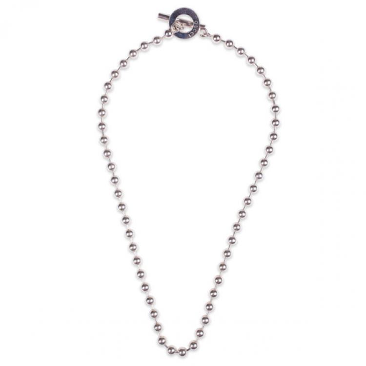 Pre Owned Gucci Silver Necklace with T-bar
