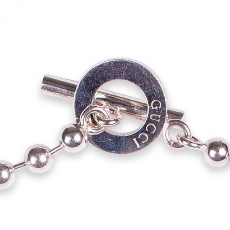 Pre Owned Gucci Silver Necklace with T-bar
