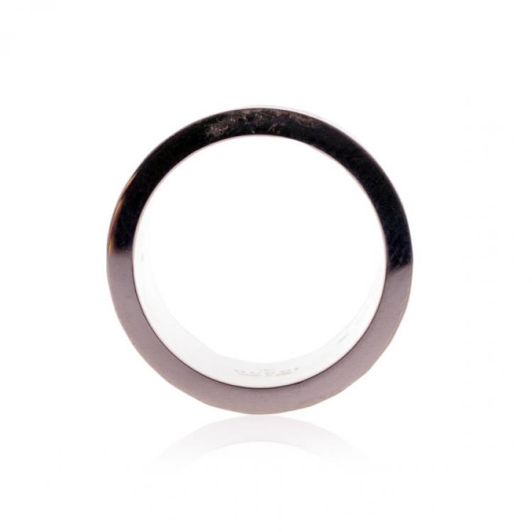 Pre Owned Gucci Silver Band Cutout Ring Size 49