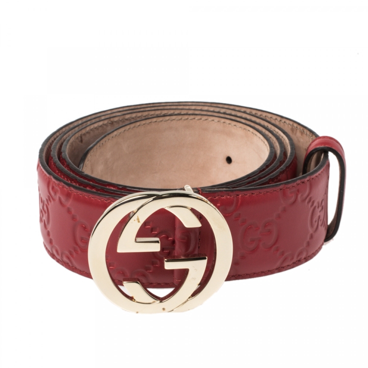 NEW Gucci Interlocking G Red Leather Belt