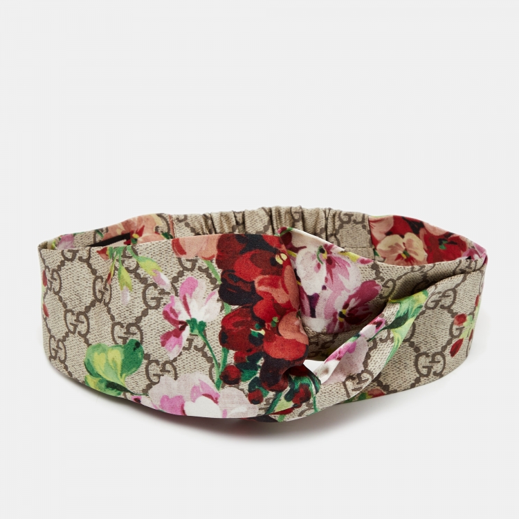 Gucci Beige Blooms Print Silk Headband Gucci | The Luxury Closet