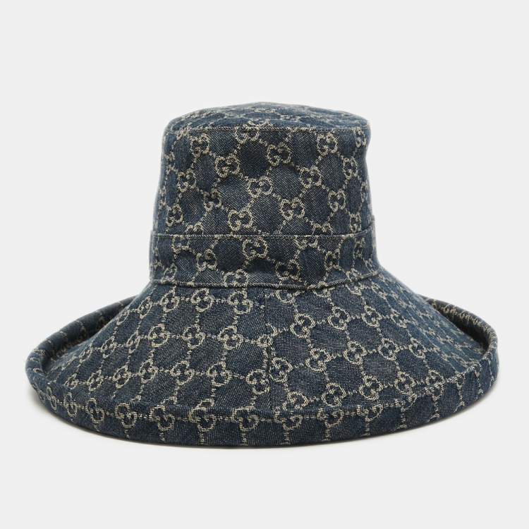 Louis Vuitton Monogram Mens Wide-brimmed Hats, Blue, 58