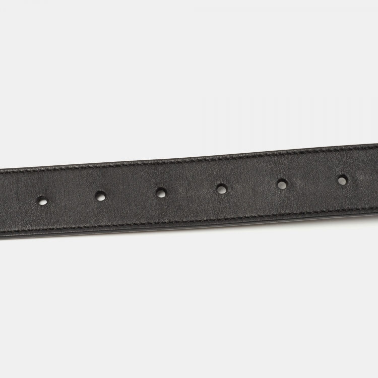 Pre Owned Gucci Black Leather GG Marmont Buckle Belt 75CM