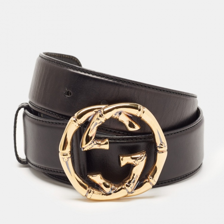 Gucci Black Leather GG Marmont Belt 80 CM Gucci