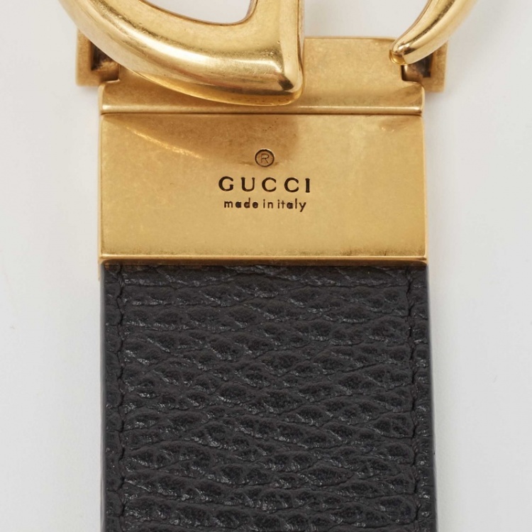 Pre Owned Gucci Black Leather GG Marmont Buckle Belt 85 CM