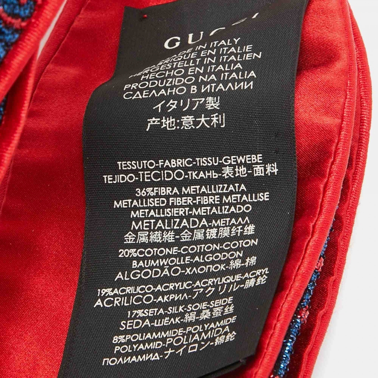 Pre Owned Gucci Blue/Red Metallic Lurex Silk GG Supreme Headband