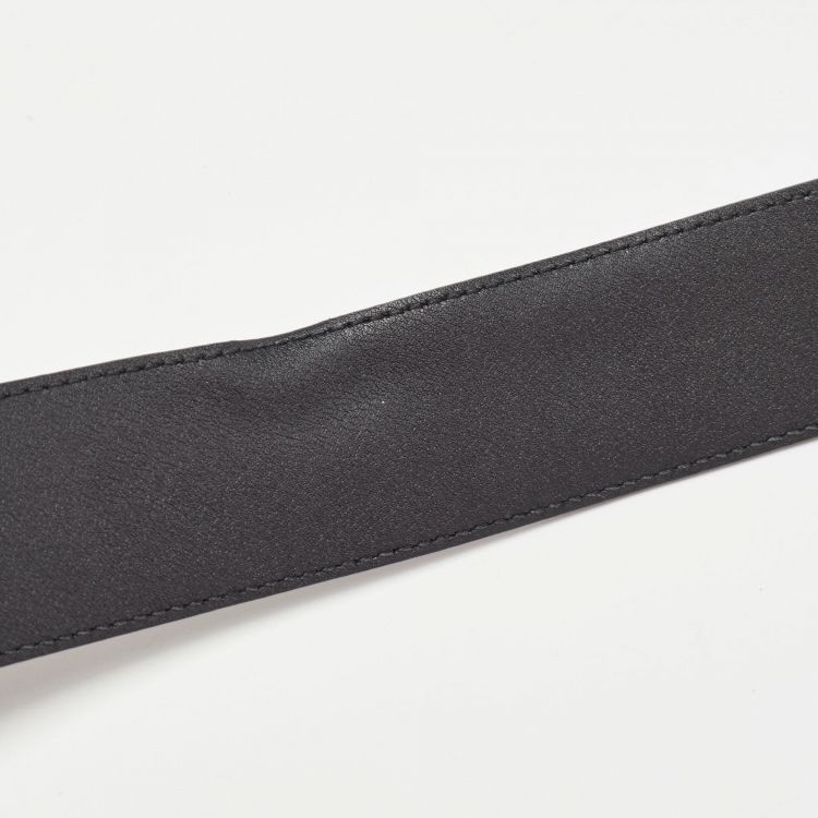 Pre Owned Gucci Black Leather GG Marmont Buckle Belt 80CM