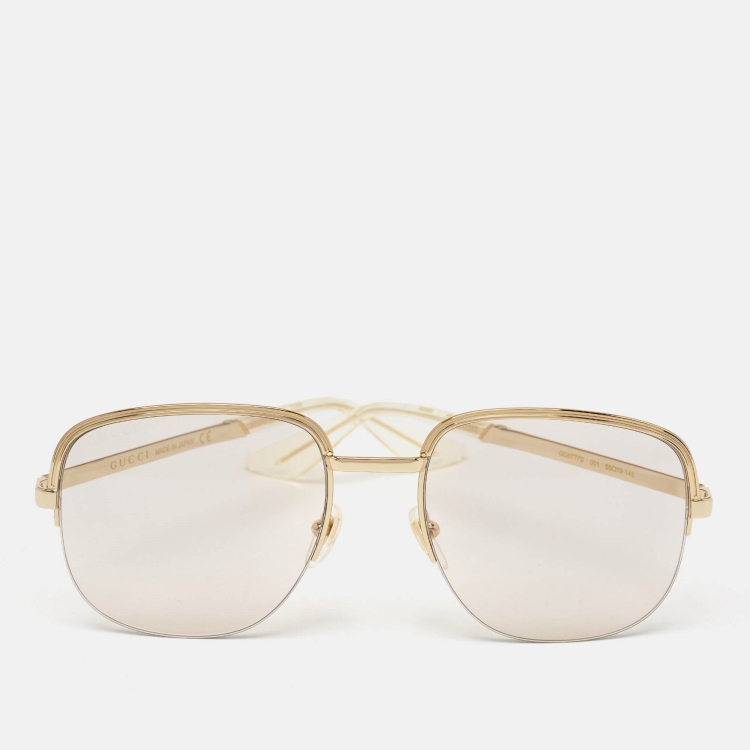 Gucci women's gold aviator sunglasses hotsell