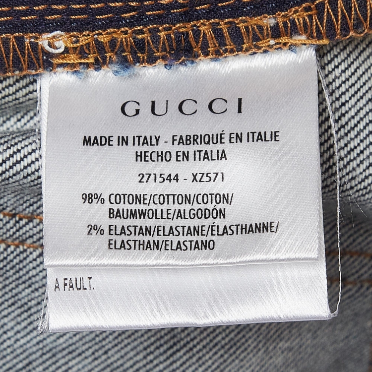 Pre Owned Gucci Navy Blue Denim Flared Jeans M Waist 42"