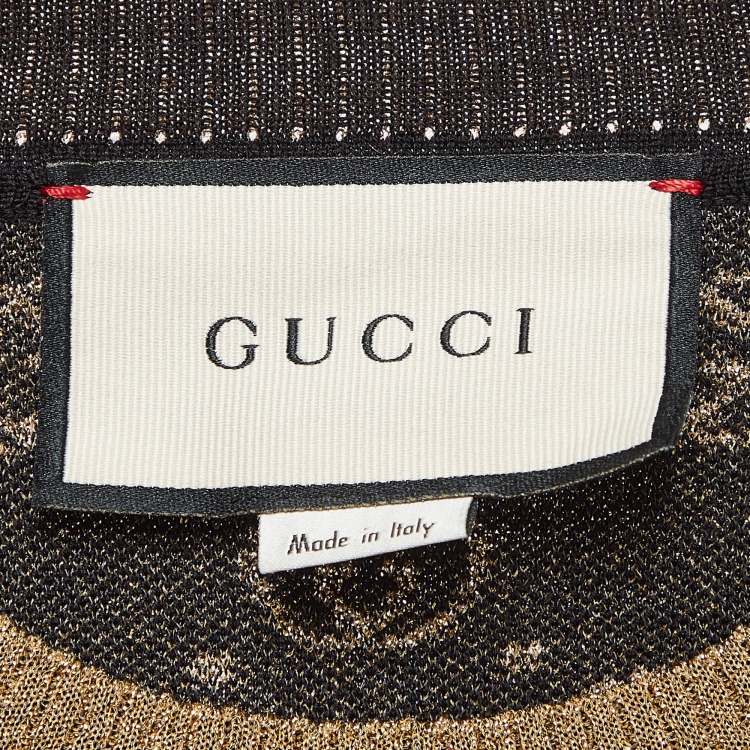 مملوكة مسبقًا Gucci Black GG Interlock Lame Wool Top XXS
