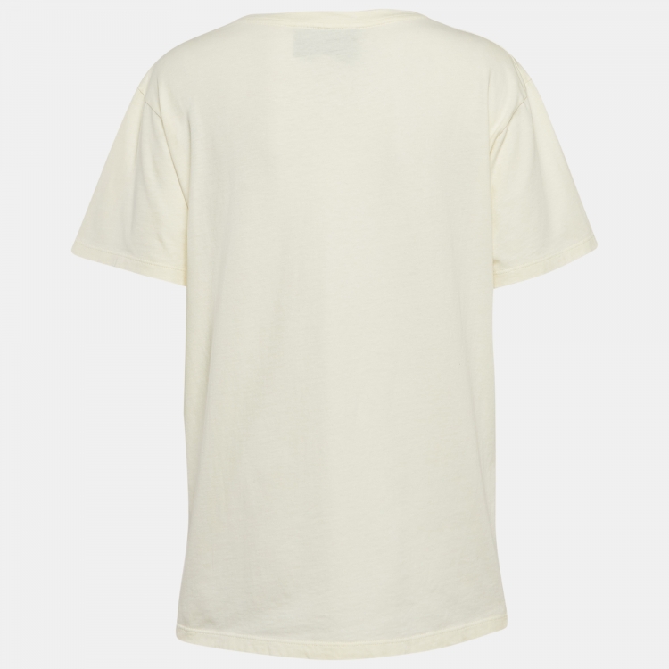 Pre Owned Gucci Off-White GG Interlocked Print Jersey T-Shirt S