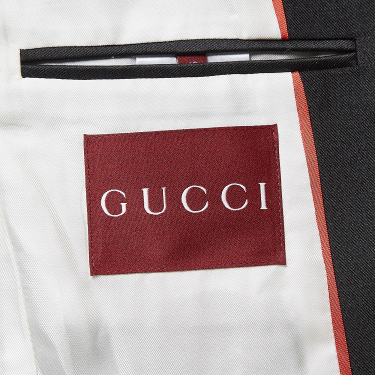 Pre Owned Gucci Black Gabardine Double Breasted Pants Suit S/L