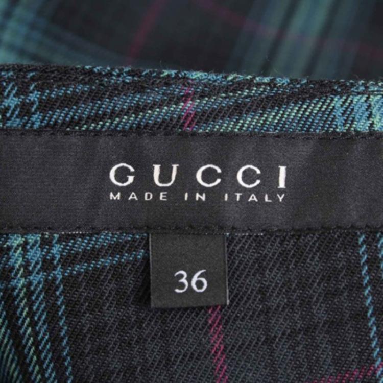 Pre Owned Gucci Green Checked Pattern Pantsuit S