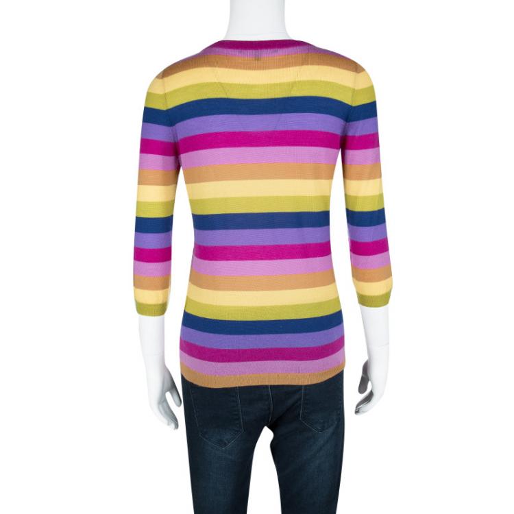 Pre Owned Gucci Multicolor Striped Cashmere Sweater M