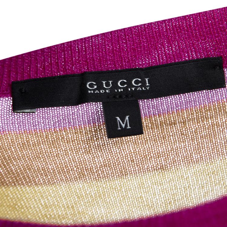 Pre Owned Gucci Multicolor Striped Cashmere Sweater M