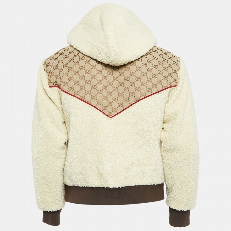 Pre Owned Gucci X The North Face GG Canvas and Faux Shearling Jacket XS