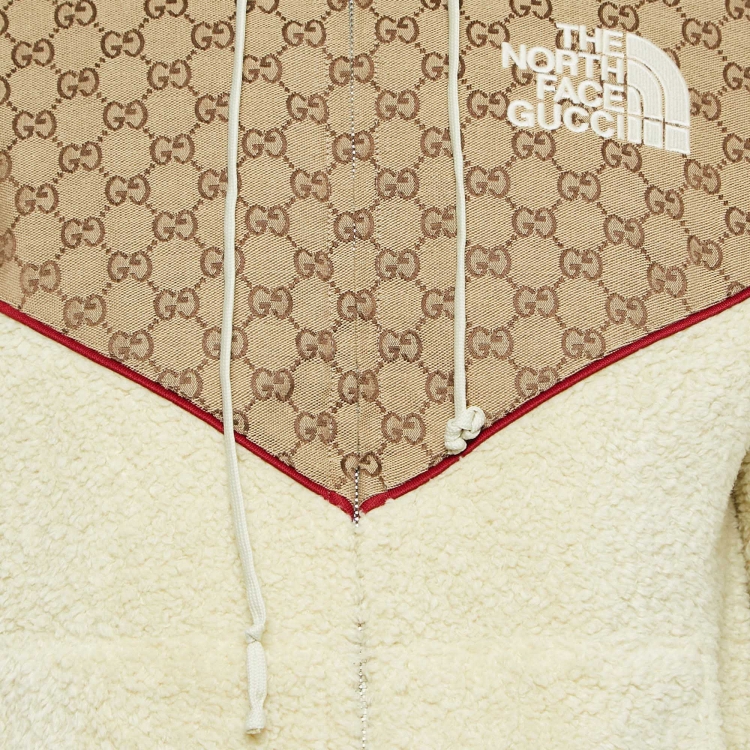 Pre Owned Gucci X The North Face GG Canvas and Faux Shearling Jacket XS