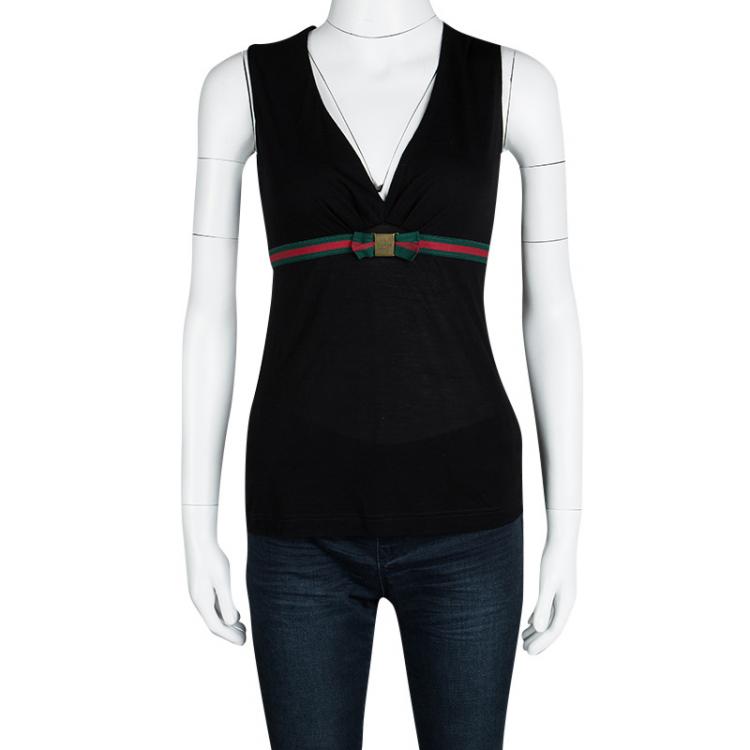 Pre Owned Gucci Black Bow Detail Sleeveless Top S