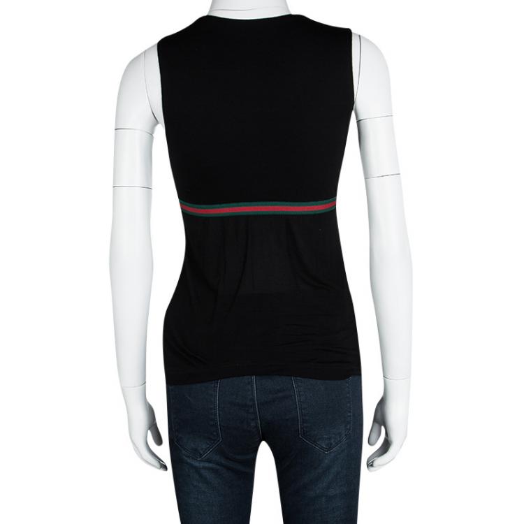 Pre Owned Gucci Black Bow Detail Sleeveless Top S