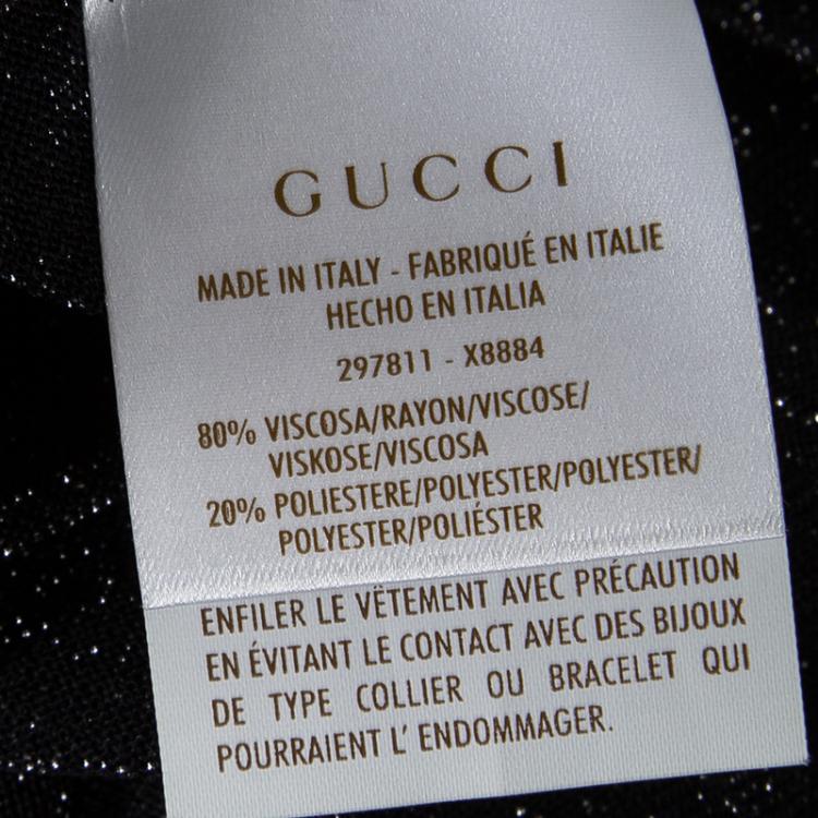 Pre Owned Gucci Black Lurex Knit Front Twist Detail Pleated Dress L