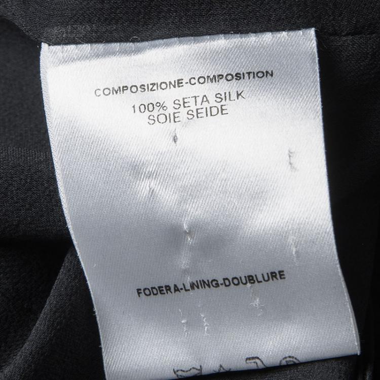 Pre Owned Gucci Black Silk Ruffle Detail Long Sleeve Sheer Blouse S