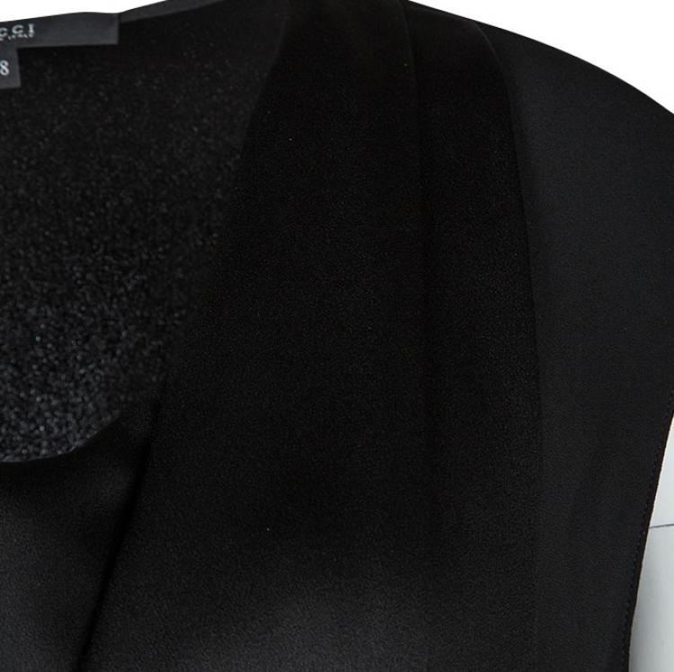 Pre Owned Gucci Black Draped Layered Sleeveless Top L
