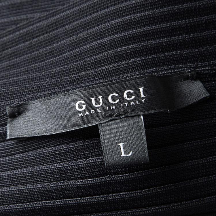 Pre Owned Gucci Black Rib Knit Cross Back Detail Sleeveless Top L