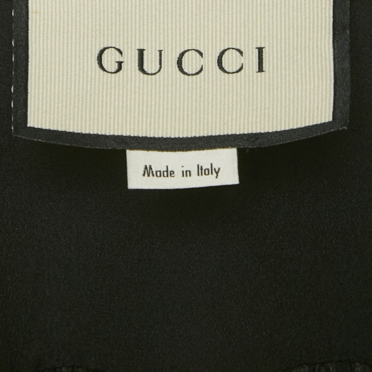 Pre Owned Gucci Black Silk Ruffled Long Sleeve Shirt M