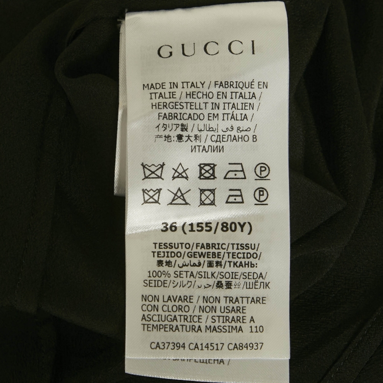 Pre Owned Gucci Black Silk Ruffled Long Sleeve Shirt M