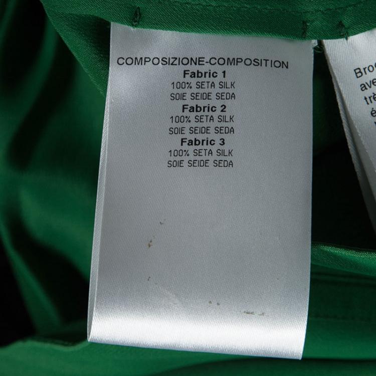 Pre Owned Gucci Green and Black Plisse Silk Detail Embellished Strapless Dress M