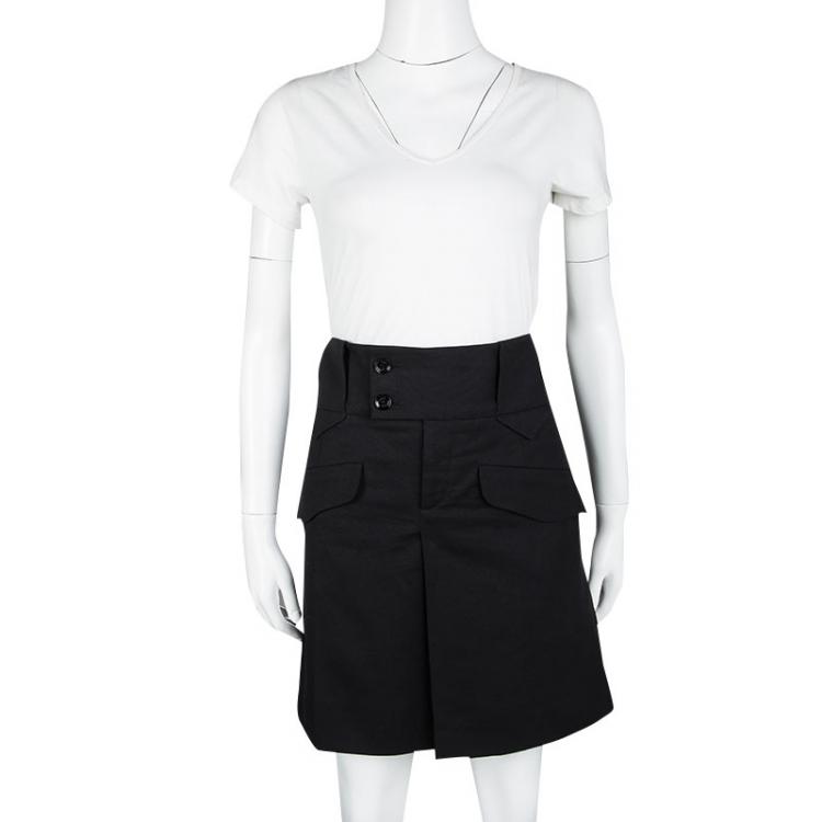 Pre Owned Gucci Black Pleat Detail Skirt M