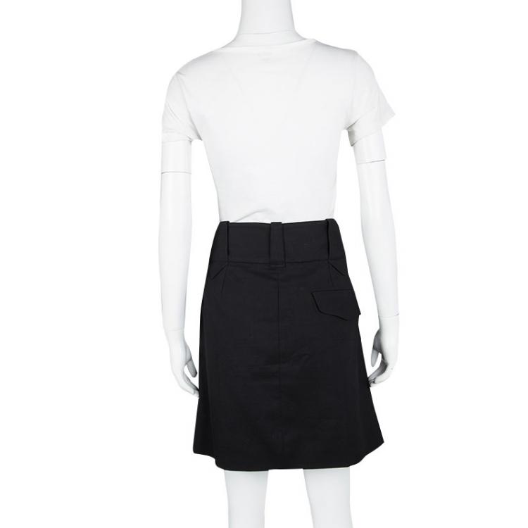 Pre Owned Gucci Black Pleat Detail Skirt M