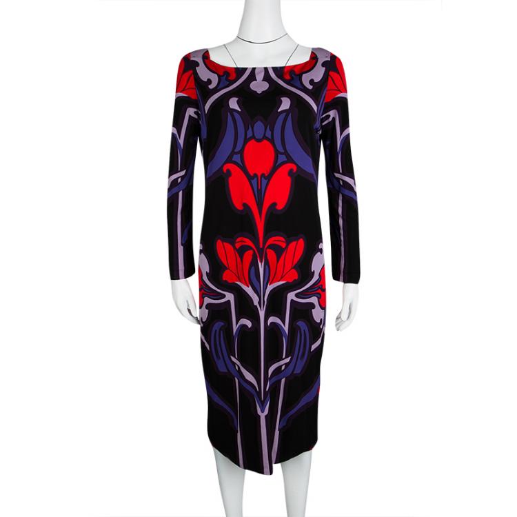 Pre Owned Gucci Multicolor Printed Long Sleeve Dress XL