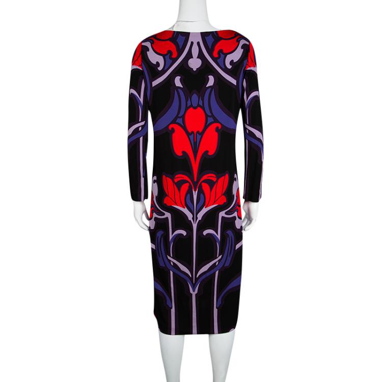 Pre Owned Gucci Multicolor Printed Long Sleeve Dress XL