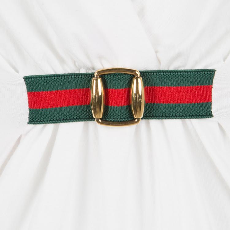 Pre Owned Gucci White Web Buckle Detail Sleeveless Top L