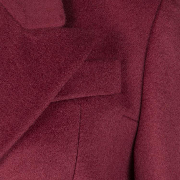 Pre Owned Gucci Burgundy Wool Belted Long Coat M