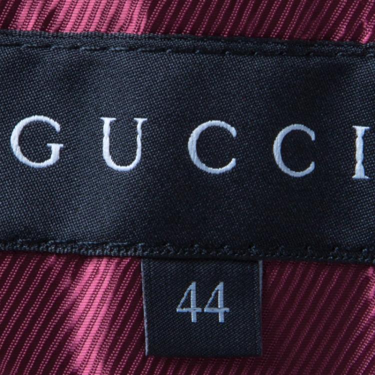 Pre Owned Gucci Burgundy Wool Belted Long Coat M
