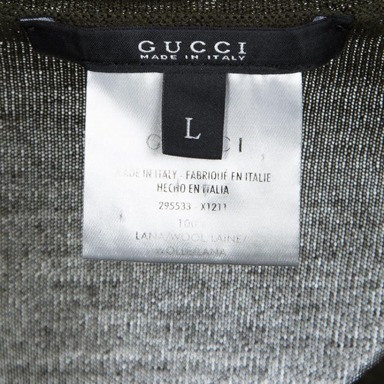 Pre Owned Gucci Deep Olive Green Wool Long Sleeve Sweater L