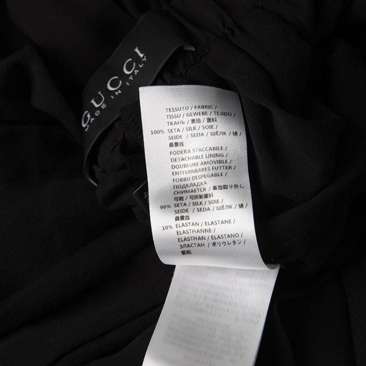 Pre Owned Gucci Black Silk Elasticized Waist Detail Pleated Midi Skirt S