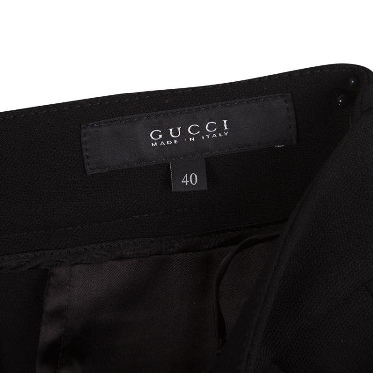 Pre Owned Gucci Black Wool Tailored Cropped Pants S