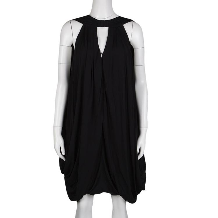 مملوكة مسبقًا Gucci Black Cutout Detail Sleeveless Draped Dress M