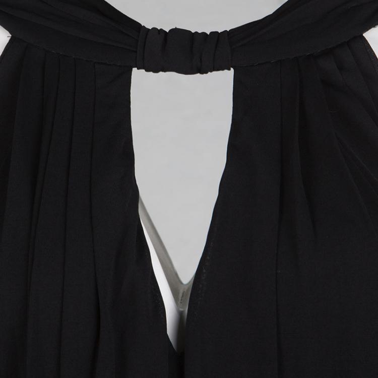 مملوكة مسبقًا Gucci Black Cutout Detail Sleeveless Draped Dress M