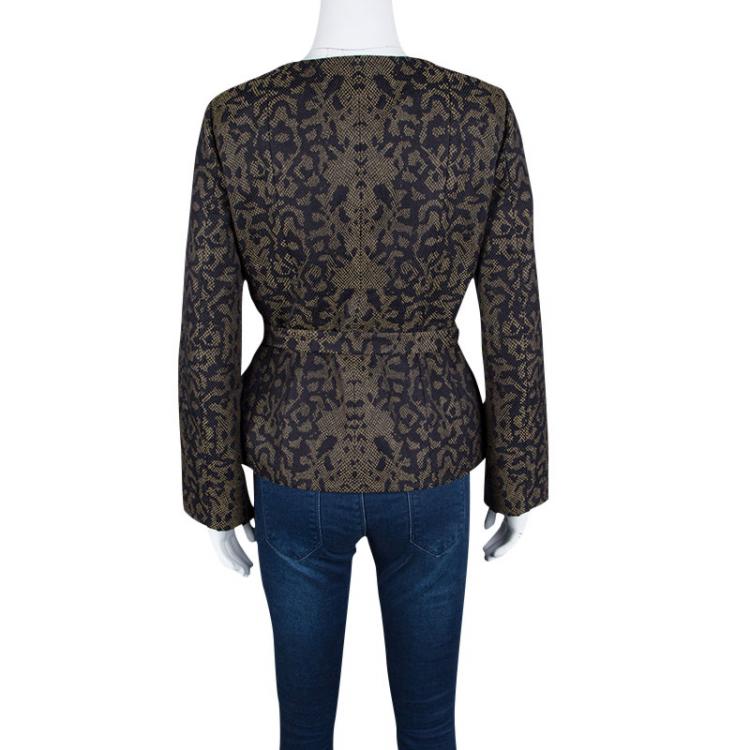 Pre Owned Gucci Multicolor Python Pattern Belted Jacquard Jacket M
