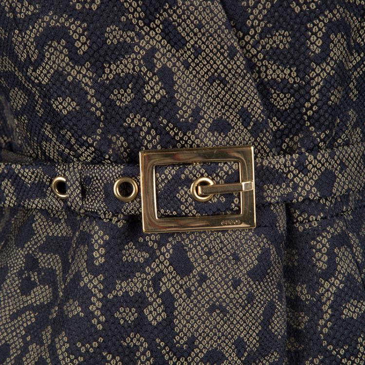 Pre Owned Gucci Multicolor Python Pattern Belted Jacquard Jacket M