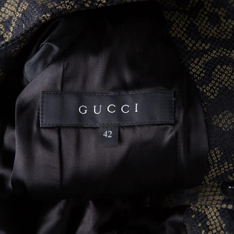 Pre Owned Gucci Multicolor Python Pattern Belted Jacquard Jacket M